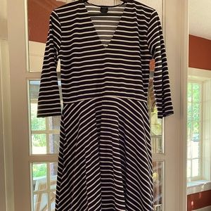 Navy and white striped Agnes & Dora a-line dress with pockets